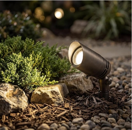 Kichler 15485CBR 12V MR16 adjustable landscape accent spotlight in centennial brass