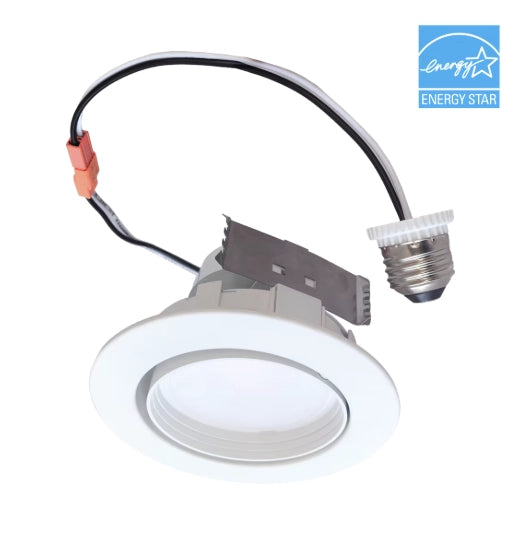 EiKO 15708 DRTR4-10W-8FCCT-D-WH 4in rotatable LED retrofit downlight with 5-CCT selectable switch, white trim