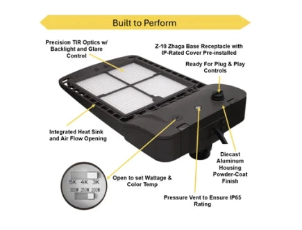 Halco 25402 SekTor G2 LED area light with selectable wattage and color temperature bronze finish