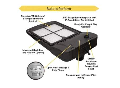 Halco 25403 SekTor G2 LED area light with selectable wattage and color temperature bronze finish