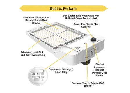 Halco 25404 SekTor G2 LED area light with selectable wattage and color temperature White finish