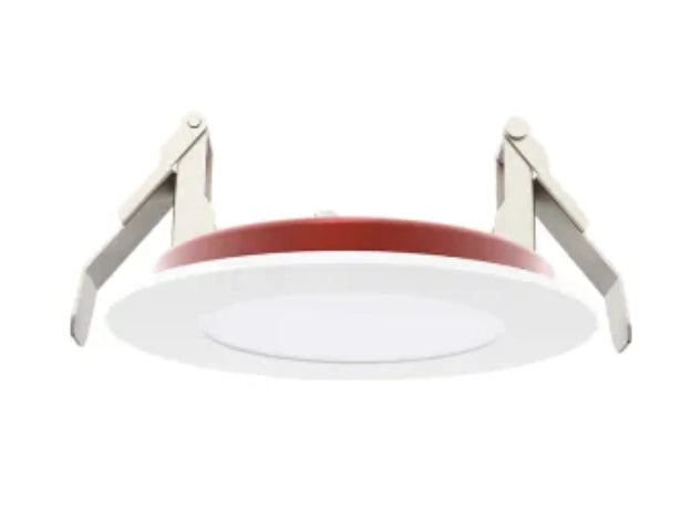 NaturaLED LED4DLR-FR-82L9CCT5 4in 10W LED fire rated slim disk recessed downlight, 5-CCT selectable, white trim, smooth reflector