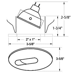 B1203WH | 2" Adjustable Slot Aperture Trim | USALight.com