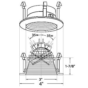 B1301W-WH | 3" Ring with Baffle Trim - Regressed | USALight.com