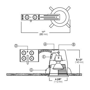 Elite Lighting B4R-AT-W 4 inch air tight remodel recessed housing