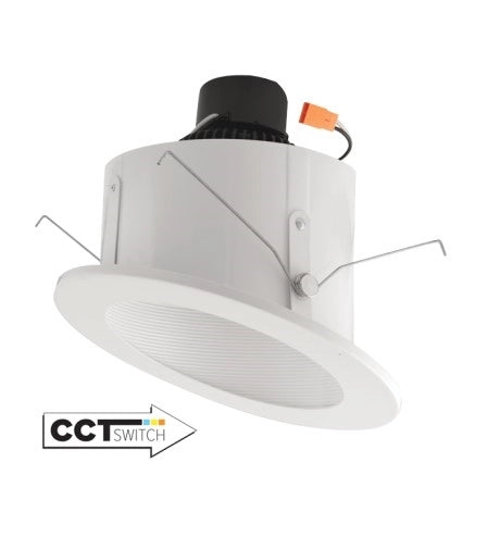 ELCO EL713CT5W 6in sloped ceiling LED baffle insert, 15W, 5-CCT selectable, white finish
