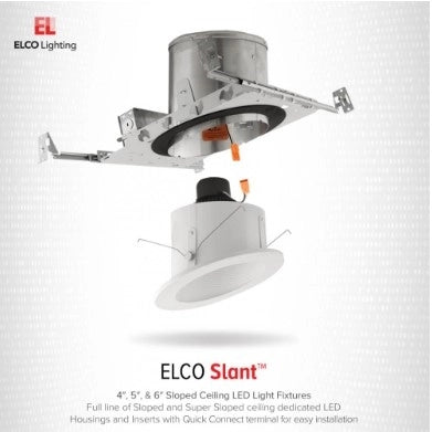 ELCO EL713CT5W 6in sloped ceiling LED baffle insert, 15W, 5-CCT selectable, white finish
