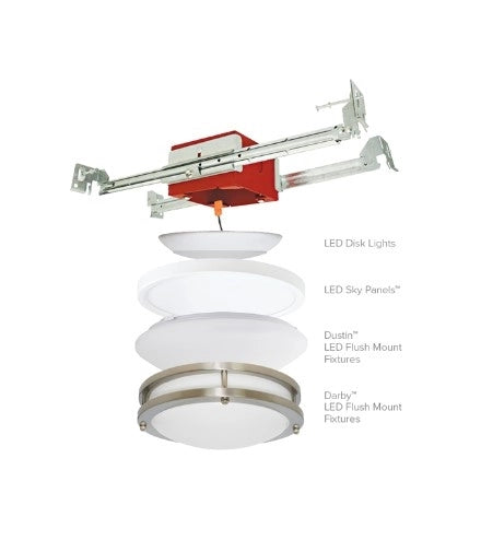 ELCO ELJ4S square new construction box, IC airtight recessed lighting junction box, fire rated ceiling assembly