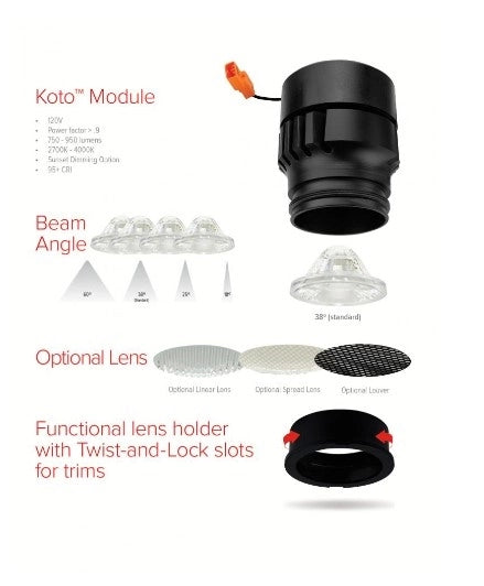 photo of ELCO ELK1135 - Koto LED Module - 12.5W - 120V - 3500K - Interchangeable Lenses - Black
