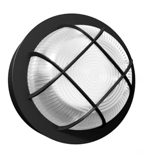 EnVisionLED LED-WPBH-RDCH-3P15-TRI-BL-PC round bulkhead LED wall pack with selectable wattage and CCT, black finish