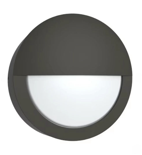 EnVisionLED LED-WPBH-RDSC-3P15-TRI-BZ-PC round bulkhead LED wall pack with selectable wattage and CCT, bronze finish