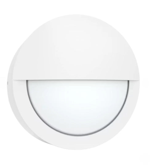 EnVisionLED LED-WPBH-RDSC-3P15-TRI-WH-PC round bulkhead LED wall pack with selectable wattage and CCT, white finish