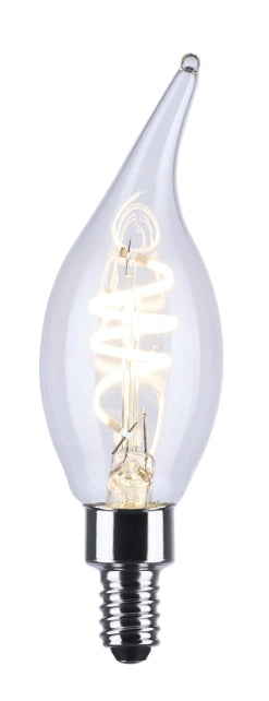 SATCO S11526R1 4W CA11 LED filament bulb with flex gray coil filament and E12 candelabra base
