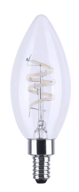 SATCO S11533 4W B11 LED filament bulb with flex gray coil filament and E12 candelabra base