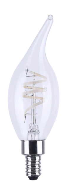 SATCO S11534 4W CA11 LED filament bulb with flex gray coil filament and E12 candelabra base