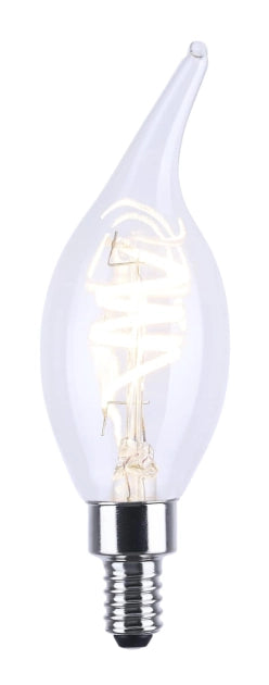 SATCO S11534 4W CA11 LED filament bulb with flex gray coil filament and E12 candelabra base