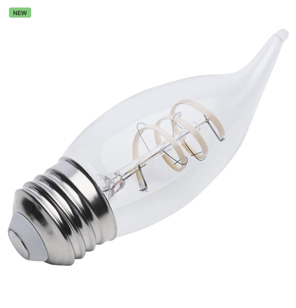 SATCO S12556 4W CA11 LED filament bulb with flex gray coil filament and E26 medium base