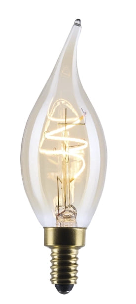 SATCO S14220 3.5W CA11 LED filament bulb with amber coil filament and E12 candelabra base
