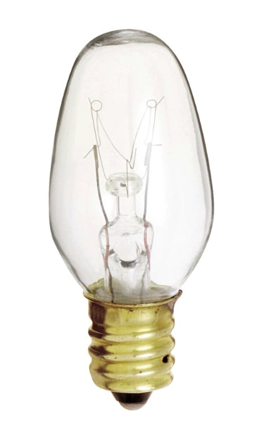 SATCO S3691 7W C7 incandescent night light bulb with clear glass and E12 candelabra base