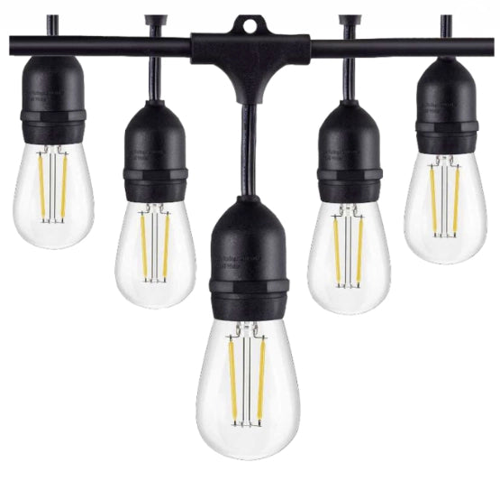 ABBA SL101 BK 40ft LED bistro string lights 12V outdoor patio lighting black finish