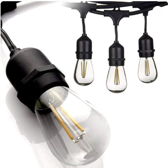 ABBA SL101 BK 40ft LED bistro string lights 12V outdoor patio lighting black finish