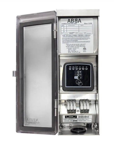 ABBA STS150 150W low voltage landscape lighting transformer stainless steel outdoor power supply