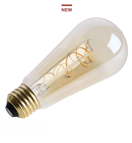 SATCO S14207 - 5.5ST19L/920/E26/GCAC/D - ST19 LED - 5.5W - 2000K - 120V - E26 Base - Amber