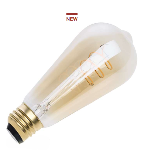 SATCO S14208 - 8ST19L/920/E26/GCAC/D - ST19 LED - 8W - 2000K - 120V - E26 Base - Amber