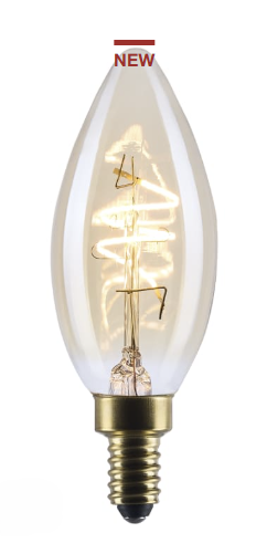 SATCO S14218 - 3.5C11L/920/E12/GCAC/D - C11 LED - 3.5W - 2000K - 120V - E12 Base - Amber