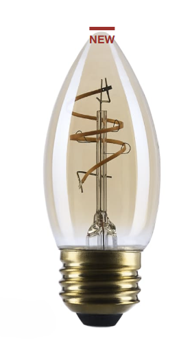 SATCO S14222 - 3.5C11L/920/E26/GCAC/D - C11 LED - 3.5W - 2000K - 120V - E26 Base - Amber