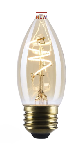 SATCO S14223 - 5.5C11L/920/E26/GCAC/D - C11 LED - 5.5W - 2000K - 120V - E26 Base - Amber