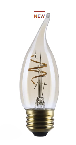 SATCO S14225 - 5.5CA11L/920/E26/GCAC/D - CA11 LED - 5.5W - 2000K - 120V - E26 Base - Amber