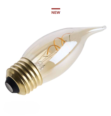 SATCO S14224 - 3.5CA11L/920/E26/GCAC/D - CA11 LED - 3.5W - 2000K - 120V - E26 Base - Amber