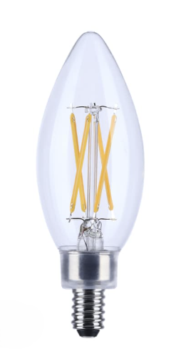 SATCO S29877 - 4.5B11/LED/927/CL/120/E12 - B11 LED Filament - 4.5W - 2700K - 120V - E12 Base - Clear