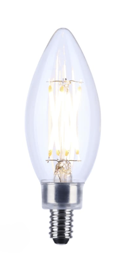 SATCO S29877 - 4.5B11/LED/927/CL/120/E12 - B11 LED Filament - 4.5W - 2700K - 120V - E12 Base - Clear