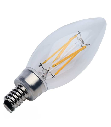 SATCO S21264 - 4B11/LED/927/CL/120V/E12 - B11 LED Filament - 4W - 2700K - 120V - E12 Base - Clear