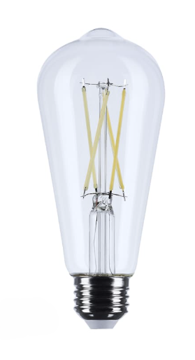SATCO S21364 - 8ST19/CL/LED/930/E26 - ST19 LED Filament - 8W - 3000K - 120V - E26 base - Clear