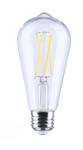 SATCO S21363 - 8ST19/CL/LED/927/E26 - ST19 LED Filament - 8W - 2700K - 120V - E26 Base - Clear