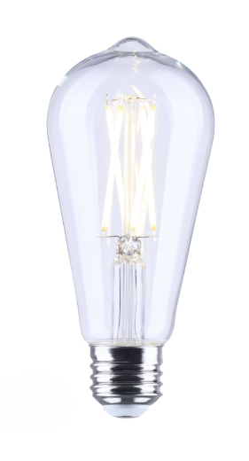 SATCO S21363 - 8ST19/CL/LED/927/E26 - ST19 LED Filament - 8W - 2700K - 120V - E26 Base - Clear