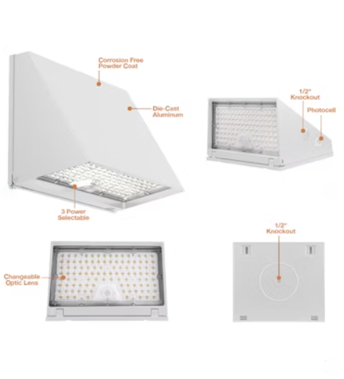 EnVisionLED LED-WPFC-TRZ-5P120-22K-WH-PC - FC-Line: Modern Trapezoid Wall Packs 2200K - 120/110/100/90/80W - 2200K - 120-277V - Photocell - White