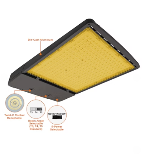 EnVisionLED LED-ARL3-3B-5P430-22K-BZ-HV - OPTIC-Line Selectable: Large Area Lights 2200K - 430/400/370/340/310W - 2200K - 277-480V - Selectable Beam - Bronze