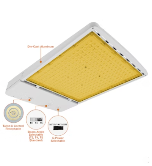 EnVisionLED LED-ARL3-3B-5P430-22K-WH-UNV - OPTIC-Line Selectable: Large Area Lights 2200K - 430/400/370/340/310W - 2200K - 120-277V - Selectable Beam - White