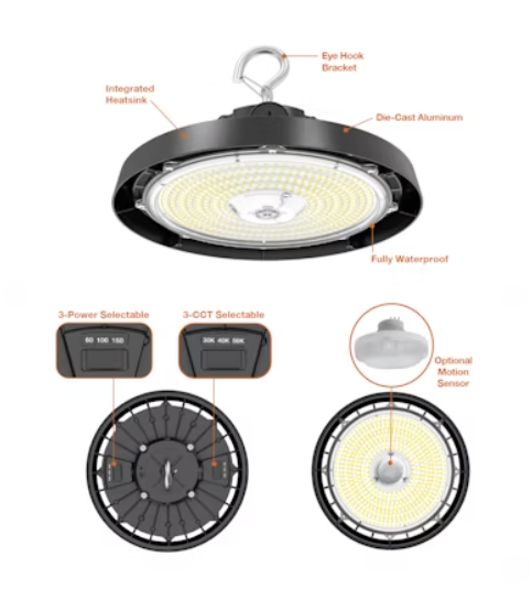 EnVisionLED LED-RHB3C-3B-3P150-TRI-BL-UNV-10 - RHB3 UFO High Bay: OPTIC-Line - 150/100/60W - Selectable Wattage/CCT/Beam - 120-277V - Black
