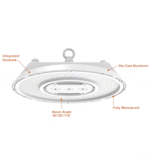 EnVisionLED LED-RHBA-3P150-CTRI-WH-UNV-10 - ARCY-LINE: RHB3 UFO High Bay NSF - 150/120/100W - Selectable CCT/Beam - 120-277V - High Heat - White