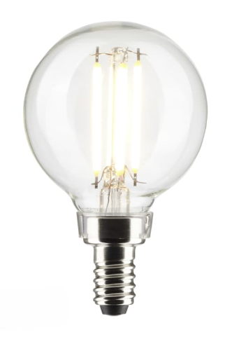 SATCO S21810 - 4G16.5/LED/CL/927/120V/E12/2CD - G16.5 LED Filament - 4W - 2700K - 120V - E12 Base - 2-PACK