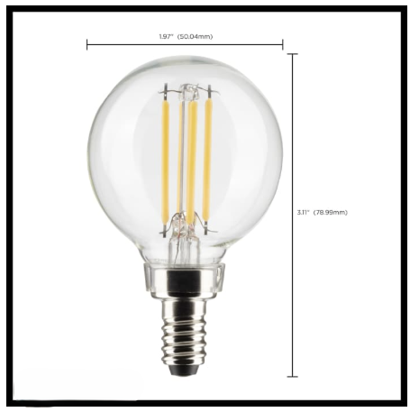 SATCO S21810 - 4G16.5/LED/CL/927/120V/E12/2CD - G16.5 LED Filament - 4W - 2700K - 120V - E12 Base - 2-PACK