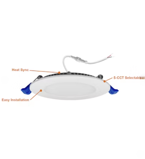 EnVisionLED LED-SL-PNL-4R-9W-5CCT-24V - 4" External J-Box Round Downlight: Slim-Line - 9W - Selectable CCT - 12V - White